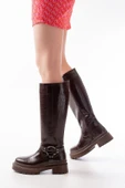 236-3021 Bordo Fermuarlı Günlük Kadın Çizme - 10
