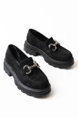 745-773 Siyah Süet Günlük Yüksek Tabanlı Loafer Ayakkabı - 1
