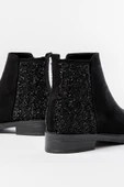 165-212 Siyah Süet Taş Aksesuarlı Fermuarlı Günlük Kadın Bot - 4