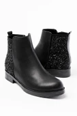 165-212 Siyah Süet Taş Aksesuarlı Fermuarlı Günlük Kadın Bot - 6