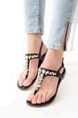 152-1110 Platin Multi Taşlı Parmak Arası Kadın Sandalet - 2