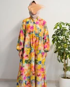 Kadın Modal Tesettür Elbise – Paisley Desenli – Rahat Kalıp – 135 cm Boy – 1-2 Beden - 12