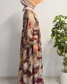 Kadın Modal Tesettür Elbise – Paisley Desenli – Rahat Kalıp – 135 cm Boy – 1-2 Beden - 10