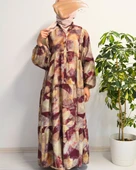 Kadın Modal Tesettür Elbise – Paisley Desenli – Rahat Kalıp – 135 cm Boy – 1-2 Beden - 8
