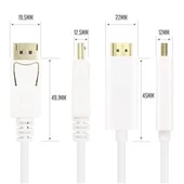 Vcom CG605L-1.8 Beyaz 1.8MT Display Port Erkek To Hdmi Erkek Kablo - 4