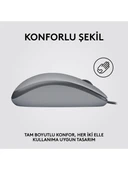 Logitech M110 Sessiz Tam Boyutlu Kablolu Usb-A Bağlantılı Optik Mouse - Gri - 2