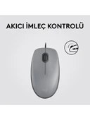 Logitech M110 Sessiz Tam Boyutlu Kablolu Usb-A Bağlantılı Optik Mouse - Gri - 1