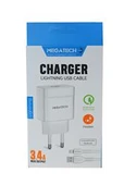 Megatech CC-03 (MT-Cl34) 3.4A Lightning Usb Kablo + Ev Şarj Adaptörü Hızlı Şarj - 4