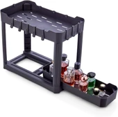 Sev Plastik 2 Katlı Sürgü Çekmeceli Tezgah Altı Organizer Siyah (40x22x33cm) thumbnail 1