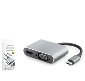 HADRON HDX7839 TYPE-C TO HUB HDTV 4K 30HZ + TYPE-C + USB + VGA 4IN1 GRİ thumbnail 2