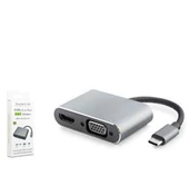HADRON HDX7838 TYPE-C TO HDTV HDMI 4K 30HZ + VGA 2IN1 GRİ - 2