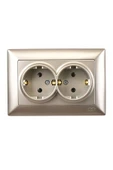 Günsan Visage Metalik Bej Ikili Topraklı Priz thumbnail 1