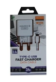 Megatech CC-03 (MT-Ct34 )3.4A Type-C Usb Kablo+ Ev Şarj Adaptör Hızlı Şarj thumbnail 1