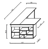 Shelka Kitaplık Raflı Çalışma Masası Atlantik Çam Beyaz - 5