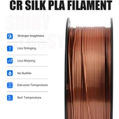 Creality Cr-Silk Pla 1,75mm 3D Baskı Filament 1Kg - Kırmızı Bakır - Urhanshop Gönderimli thumbnail 3