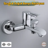 Premium Tek Kollu Krom Banyo Bataryası Duvar Tipi Armatür Şık Modern Tasarım Sıcak Soğuk Ayarlı thumbnail 1