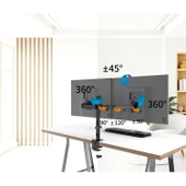 Çift Monitör Kolu 13–32 inç VESA 75×75 100×100 Tam Hareketli Ergonomik Metal Stand - 5