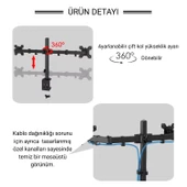 Çift Monitör Kolu 13–32 inç VESA 75×75 100×100 Tam Hareketli Ergonomik Metal Stand - 6