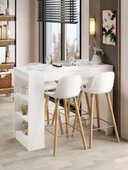 Shelfy Bar Raflı Yemek Masası Beyaz - 1