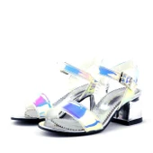 Pony Hologram Gümüş-Pembe Kalın Topuklu Kız Çocuk Abiye Ayakkabı thumbnail 5