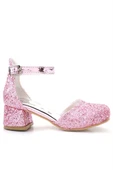 Merida Parlak Pembe Kalın Topuklu Taşlı Kız Çocuk Topuklu Ayakkabı thumbnail 3