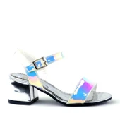 Pony Hologram Gümüş-Pembe Kalın Topuklu Kız Çocuk Abiye Ayakkabı thumbnail 3