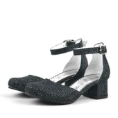 Merida Siyah Simli Kalın Topuklu Kız Çocuk Topuklu Ayakkabı thumbnail 5