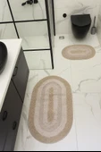 %100 Pamuk Dokuma, Su Emici, Banyo Paspas Seti, Banyo Halısı Vera 2'li Klozet Takım 60x100-60x50 thumbnail 1