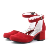 Merida Kırmızı Süet Kalın Topuklu Kız Çocuk Topuklu Ayakkabı thumbnail 5