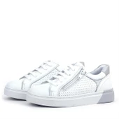 Hakiki Deri Alessio Beyaz Bağcıklı Kız Çocuk Spor Okul Ayakkabısı - 4