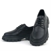 Rakerplus Siyah Kırışık Rugan Hakiki Deri Bağcıklı Kız Çocuk Oxford Okul Ayakkabı - 12