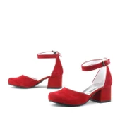 Merida Kırmızı Süet Kalın Topuklu Kız Çocuk Topuklu Ayakkabı thumbnail 6