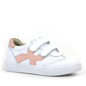 Rakerplus Hakiki Deri Beyaz Pembe Cırtlı Çocuk Spor Ayakkabı thumbnail 1