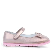 Rakerplus Hakiki Deri Pembe Simli Fiyonklu Cırtlı Kız Çocuk Babet Ayakkabı thumbnail 2