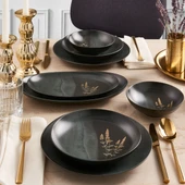 GÜRAL PORSELEN Camelia 26 Parça 6 Kişilik Yemek Takımı 6428 Altın Yaldız thumbnail 1