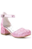 Merida Parlak Pembe Kalın Topuklu Taşlı Kız Çocuk Topuklu Ayakkabı thumbnail 2
