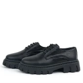 Rakerplus Siyah Kırışık Rugan Hakiki Deri Bağcıklı Kız Çocuk Oxford Okul Ayakkabı - 10