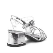 Platin Gri Rugan Taşlı Kalın Kız Çocuk Abiye Topuklu Ayakkabı thumbnail 4