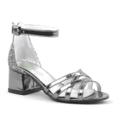 Belle Platin Kalın Topuklu Kız Çocuk Abiye Ayakkabı thumbnail 9