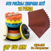 Pasta Cila 150 mm Polisaj Süngeri Seti Toplam 21 Parça Sulu Zımpara Parlatma Pedi Matkap Uyumlu Oto thumbnail 1