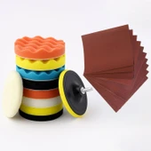 Pasta Cila 150 mm Polisaj Süngeri Seti Toplam 21 Parça Sulu Zımpara Parlatma Pedi Matkap Uyumlu Oto thumbnail 10