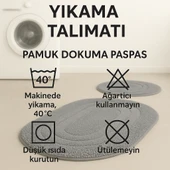 %100 Pamuk Dokuma, Su Emici, Banyo Paspas Seti, Banyo Halısı Vera 2'li Klozet Takım 60x100-60x50 - 3