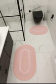 %100 Pamuk Dokuma, Su Emici, Banyo Paspas Seti, Banyo Halısı Vera 2'li Klozet Takım 60x100-60x50 - 6