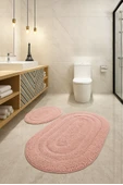 %100 Pamuk Dokuma, Su Emici, Banyo Paspas Seti, Banyo Halısı Vera 2'li Klozet Takım 60x100-60x50 - 1