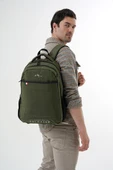 Cambridge Polo Club Minimalist Tasarım Unisex Çok Günlük Gözlü Sırt Çantası - Okul Çantası Haki - 4