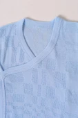 Uzun Kol Kundaklı Body Kare Desen Klimalı Kumaş Mavi thumbnail 2
