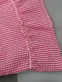 Kareli Desenli Ekose Fırfırlı Omuzdan Bağlamalı Yazlık Elbise Kırmızı + Şapka thumbnail 5