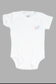 Kalp Baskılı  Pamuklu Kısa Kol Bebek Body  Beyaz thumbnail 1