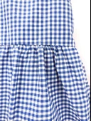 Kareli Desenli Ekose Fırfırlı Omuzdan Bağlamalı Yazlık Elbise Mavi thumbnail 3