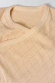 Uzun Kol Kundaklı Body Baklava Desen Klimalı Kumaş Bej thumbnail 6